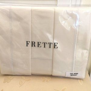FRETTE ITALY 4pcs CAL KING Flat Fitted Sheet Set 2 Pillowcases IVORY ColorCotton